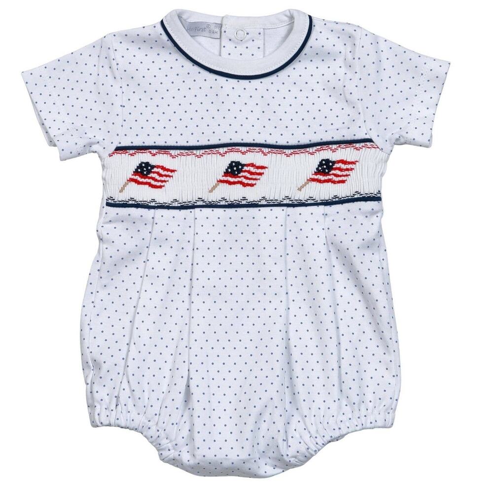 Hug Me First Pima Cotton USA HAND SMOCKED‎ BUBBLE NWT size 6-9mo